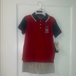 Tommy Hilfiger Red and Blue Polo Shirt